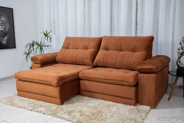 Sofá Retrátil Reclinável Ibiza 2.60m Terracota K70 - D33 Hiper soft e Molas Ensacadas