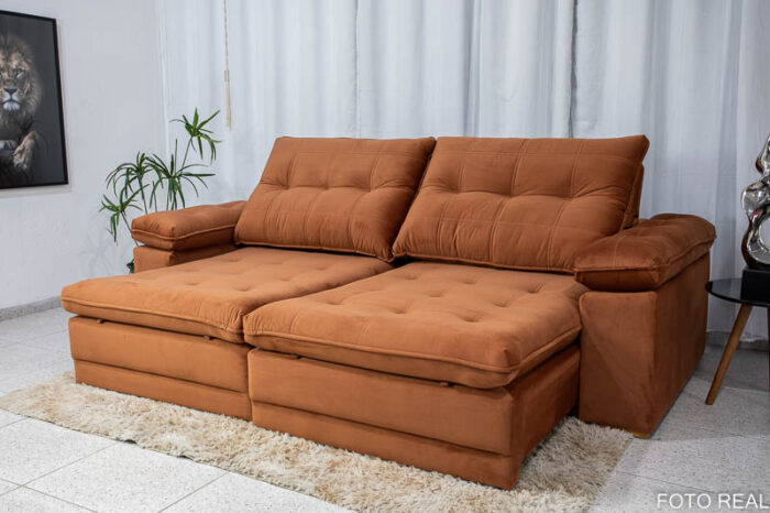Sofá Retrátil Reclinável Ibiza 2.60m Terracota K70 - D33 Hiper soft e Molas Ensacadas - Image 2