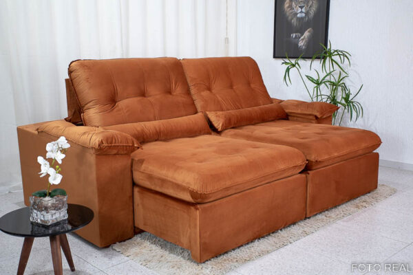 Sofá Retrátil Reclinável Imperial 2.30m Terracota 24 - D28 e Molas Ensacadas