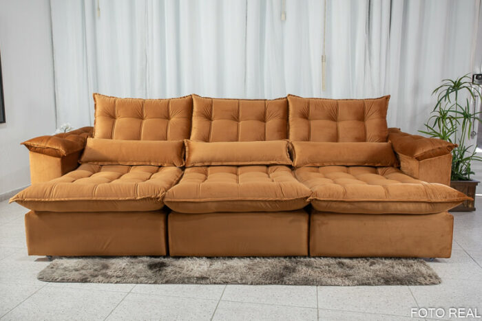 Sofá Retrátil Reclinável Kapri 3.20 Veludo Terracota 585 - Molas Bonnel e Poliéster Siliconado - Image 10