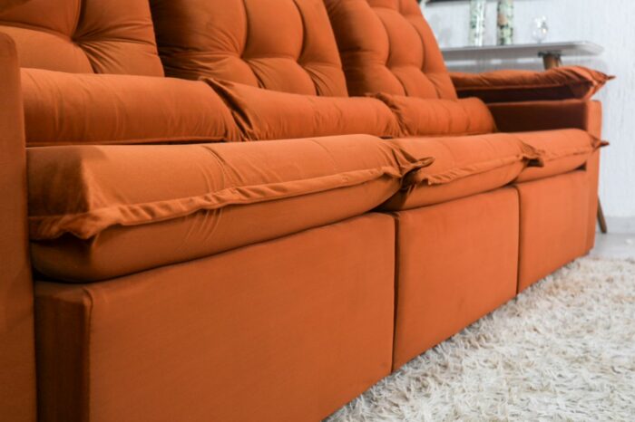 Sofá Retrátil Reclinável Madri 2.70m Veludo Terracota 24 - D28 Soft - Image 8