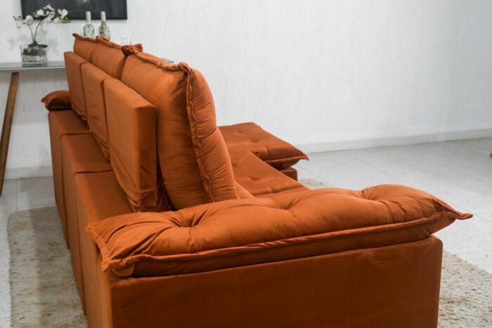 Sofá Retrátil Reclinável Madri 2.70m Veludo Terracota 24 - D28 Soft - Image 9