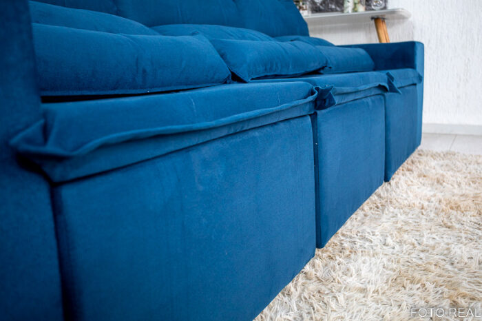 Sofá Retrátil Reclinável New Carol 2.60m Azul 18 - Image 8