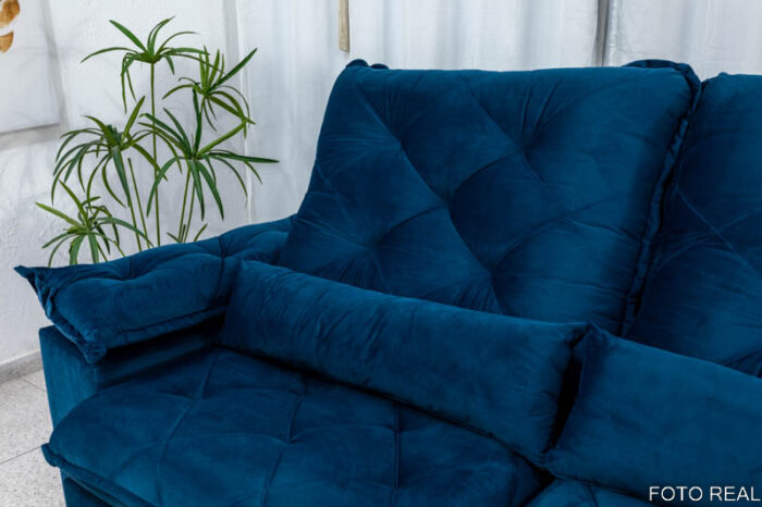 Sofá Retrátil Reclinável Suíça 2.10m Azul 5012 - D33 e Molas Ensacadas - Image 8