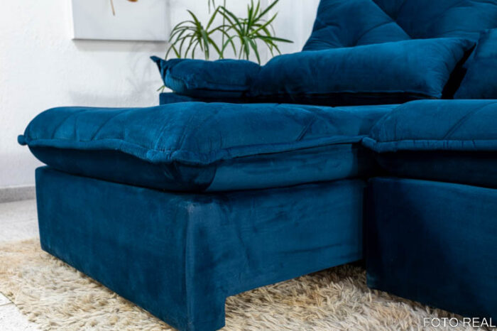 Sofá Retrátil Reclinável Suíça 2.10m Azul 5012 - D33 e Molas Ensacadas - Image 10