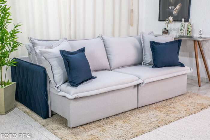 Sofá Retrátil Reclinável e Sofá Cama 2.20m Blog Linho Azul 02 Innove - Image 2