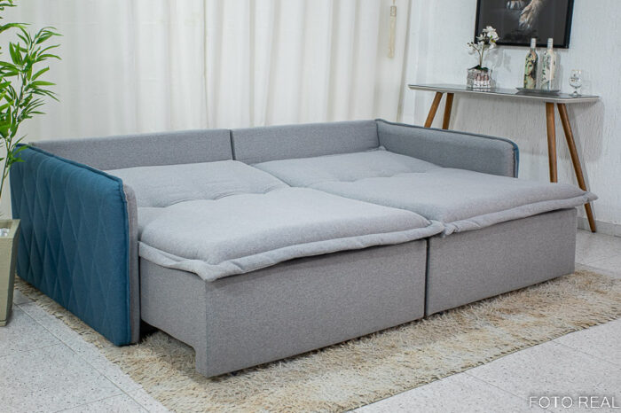 Sofá Retrátil Reclinável e Sofá Cama 2.20m Blog Linho Cinza 05 Innove - Image 11