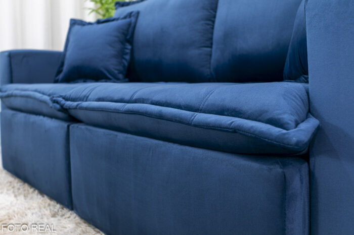 Sofá Retrátil Reclinável e Sofá Cama Rubi 2.20m Veludo Azul 03 - Image 13