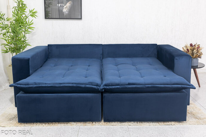 Sofá Retrátil Reclinável e Sofá Cama Rubi 2.20m Veludo Azul 03 - Image 12