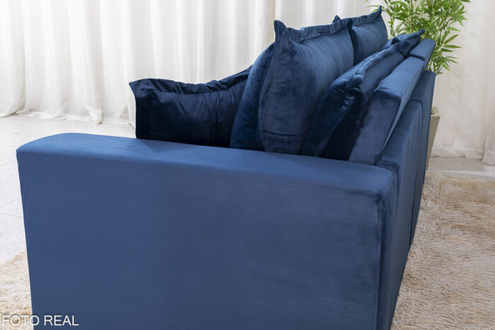Sofá Retrátil Reclinável e Sofá Cama Rubi 2.20m Veludo Azul 03 - Image 14