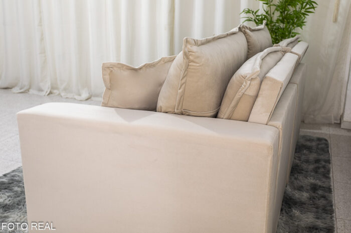 Sofá Retrátil Reclinável e Sofá Cama Rubi 2.20m Veludo Bege 01 - Image 13