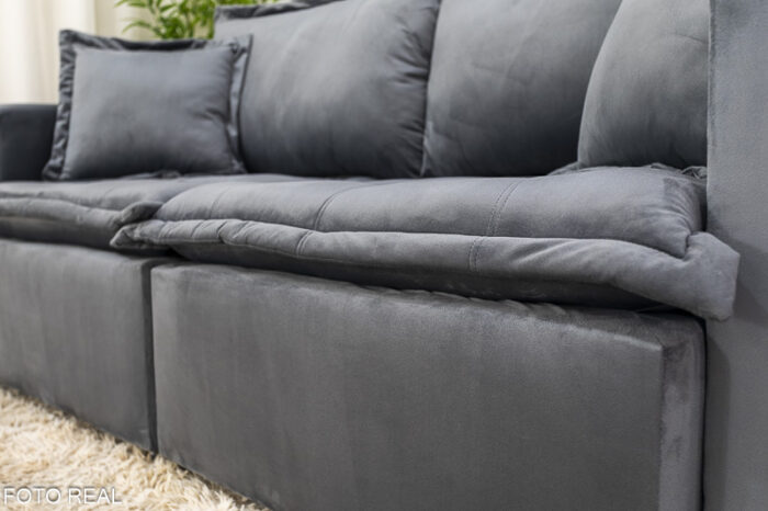 Sofá Retrátil Reclinável e Sofá Cama Rubi 2.20m Veludo Cinza 20 - Image 12