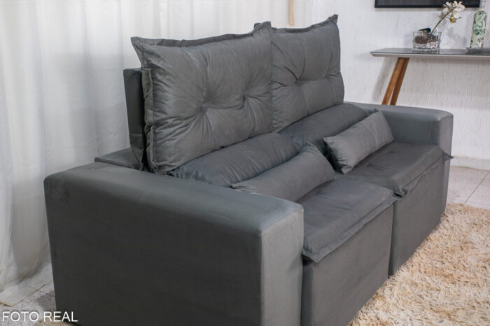 Sofá Retrátil e Reclinável Carol 1.90m Cinza - Image 7