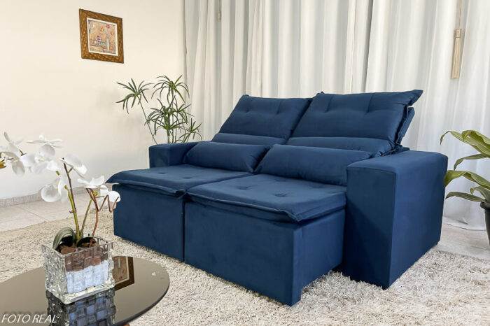 Sofá Retrátil e Reclinável Carol 1.90m Azul