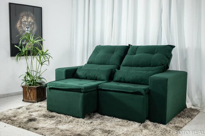 Sofá Retrátil e Reclinável Carol 1.90m Verde - Image 2