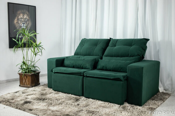 Sofá Retrátil e Reclinável Carol 1.90m Verde - Image 3