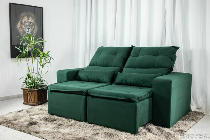 Sofá Retrátil e Reclinável Carol 1.90m Verde