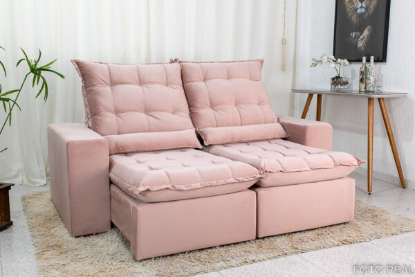 Sofá Retrátil e Reclinável Castor 2.30m Veludo Rose 25