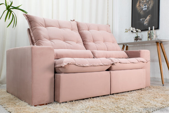 Sofá Retrátil e Reclinável Castor 2.30m Veludo Rose 25 - Image 6