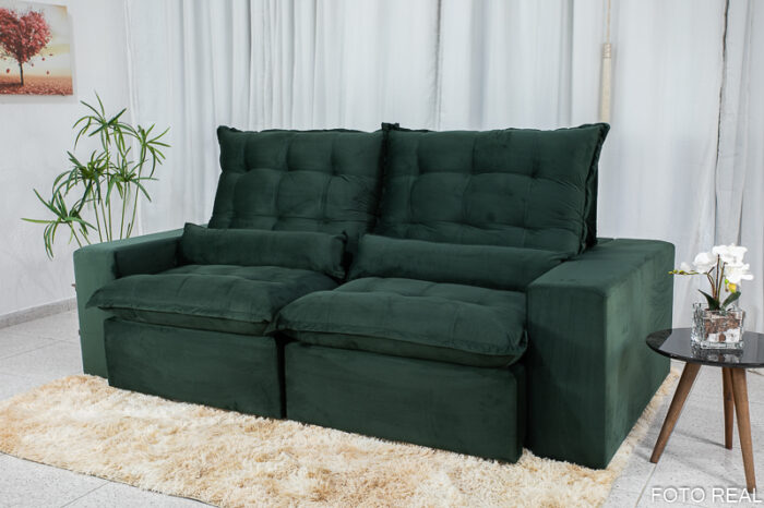 Sofá Retrátil e Reclinável Castor 2.30m Veludo Verde Musgo 05 - Image 3