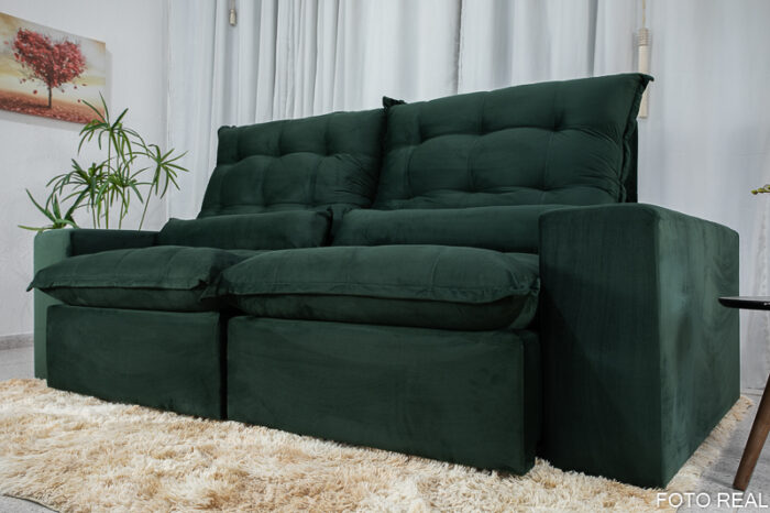 Sofá Retrátil e Reclinável Castor 2.30m Veludo Verde Musgo 05 - Image 8