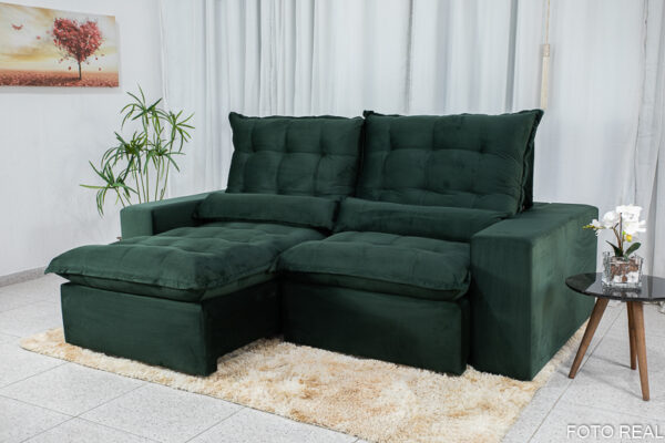 Sofá Retrátil e Reclinável Castor 2.30m Veludo Verde Musgo 05