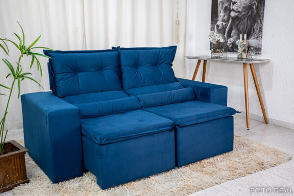 Sofá Retrátil e Reclinável New Carol 1.90m Azul 18