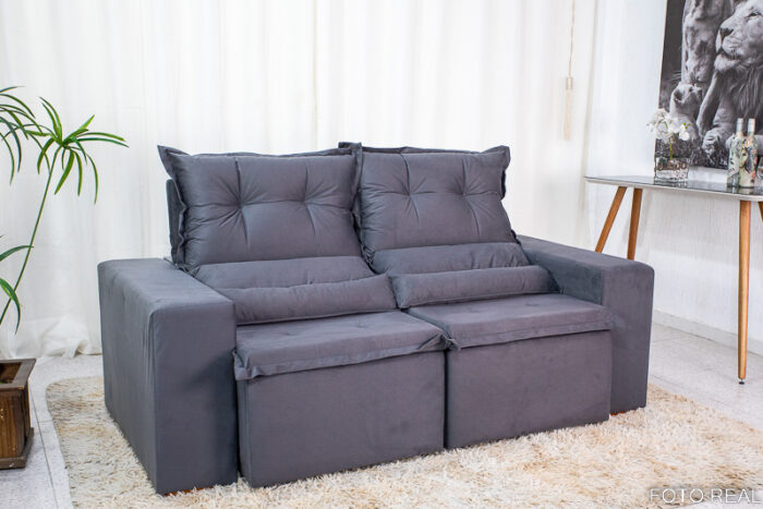 Sofá Retrátil e Reclinável New Carol 1.90m Cinza 12 - Image 3