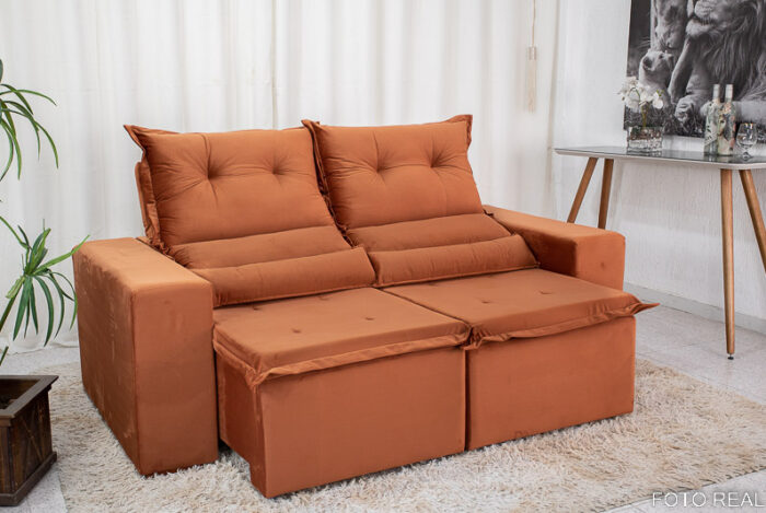 Sofá Retrátil e Reclinável New Carol 1.90m Terracota 24