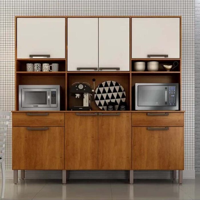 Armário de Cozinha 8 Portas Imola Largura 2.00m Cinamomo/Off White Sallêto