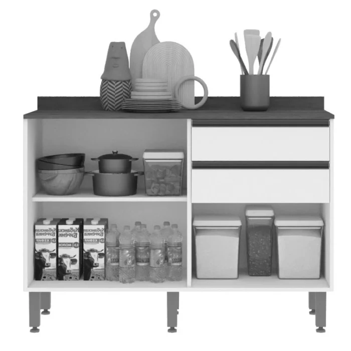 Balcão Cozinha Pérola 2 Portas Larg. 1.20m Cinamomo/Off Sallêto - Image 3