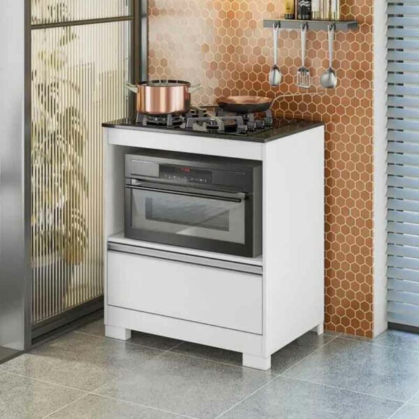 Balcão Cooktop para Fogão até 4 Bocas NT 3110 Larg. 75.4cm Branco/Granito Notável