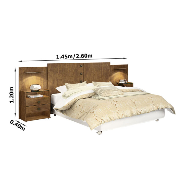 Cabeceira Casal e Queen Rubi com Luminária LED 100% MDF Ypê D'Doro - Image 2