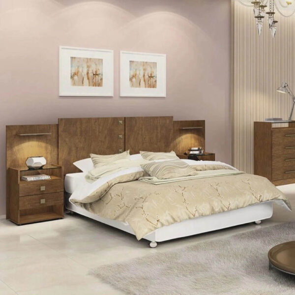 Cabeceira Casal e Queen Rubi com Luminária LED 100% MDF Ypê D'Doro