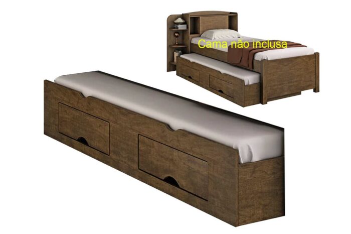 Cama Auxiliar de Solteiro com 2 Gavetas Ypê D doro - Image 2