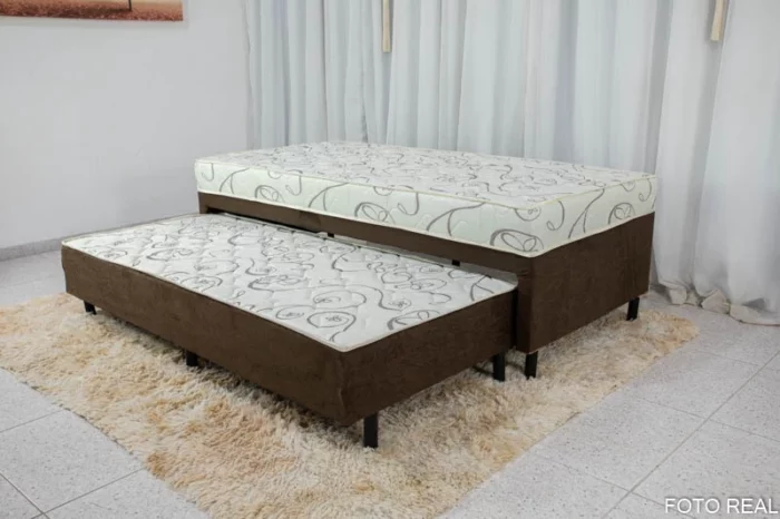 Cama Unibox Solteiro com Auxiliar D-28 Sonho Bom Marrom Nosso Sonho