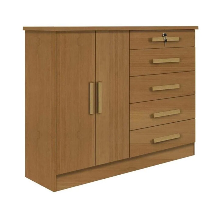 Cômoda 5 Gavetas 2 Portas New Athos Cinamomo D Doro