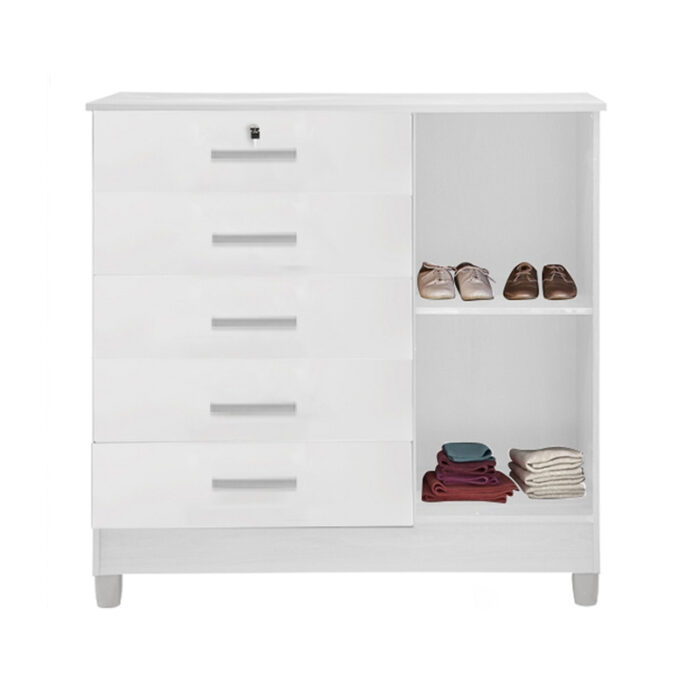 Cômoda Vitória com 5 Gavetas e 1 Porta Branco Rud Rack - Image 2