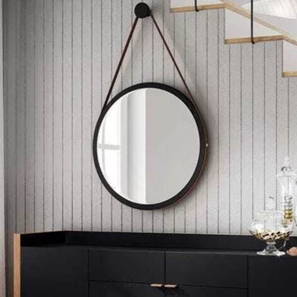 Espelho Decorativo 54cm com Alça Preto