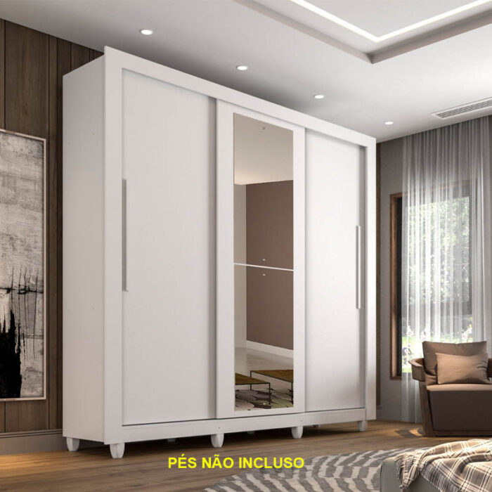 Roupeiro 3 Portas com Espelho New Panamá Branco Sallêto