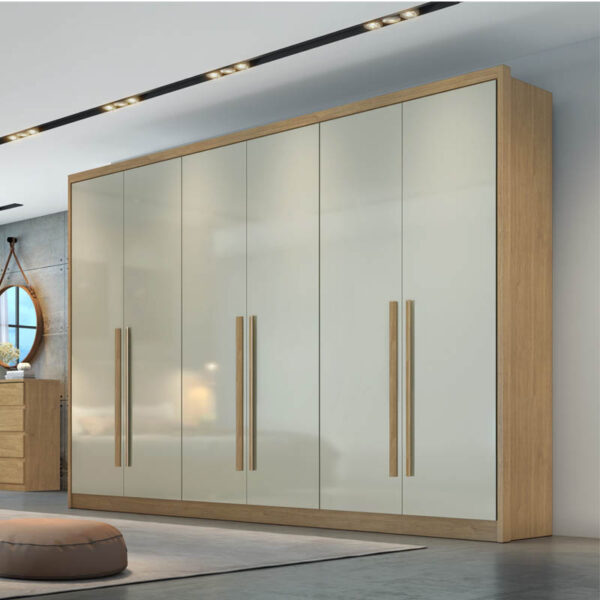 Roupeiro 6 Portas Robust Plus 100% MDF Cumaru/Fendi Larg. 2.76m Novo Horizonte