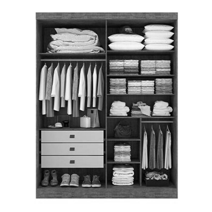 Roupeiro Da Vinci Plus 4 Portas 3 Gavetas Branco 100% MDF Larg. 1.85m D Doro - Image 4