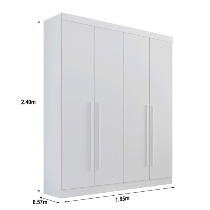 Roupeiro Da Vinci Plus 4 Portas 3 Gavetas Branco 100% MDF Larg. 1.85m D Doro - Image 3