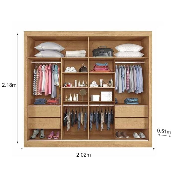 Roupeiro Verona Plus 100% MDF 1 Porta com Espelho Amêndoa/Off White Larg. 2.02m Madmarcs - Image 2