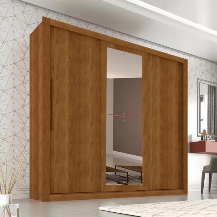 Roupeiro 3 Portas com Espelho New Panamá Cinamomo Sallêto