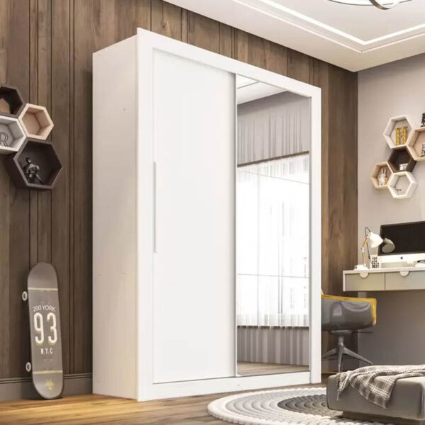 Roupeiro Panamá 2 Portas 2 Gavetas c/Espelho Branco Larg. 1.26m Sallêto