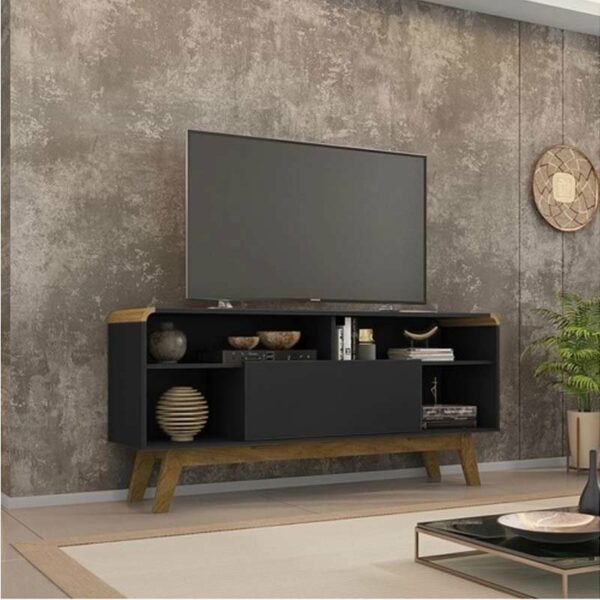 Rack Lazuli Preto Fosco TV até 55 Polegadas Larg. 1.35m Bechara