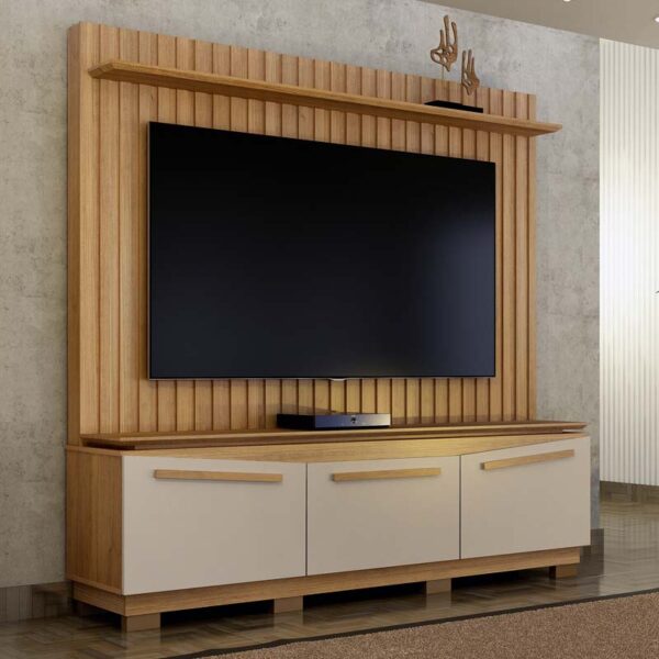 Home Montreal com Painel Ripado Larg. 1.74m Cinamomo/Off White - Valdemoveis