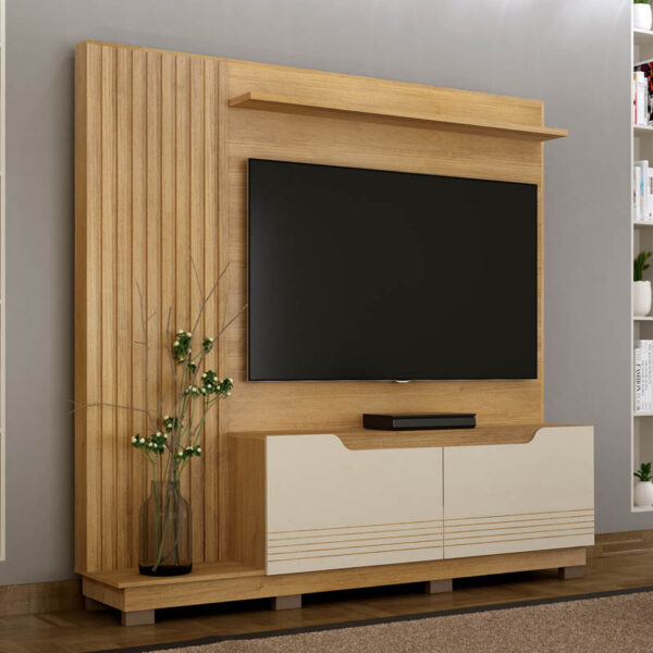 Home Santiago Ripado Larg. 2.00m Cinamomo/Off White - Valdemoveis