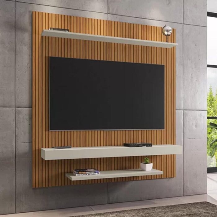 Painel Leme Larg. 1.50m Impressão Ripada 3D Ripado/Off White Bechara (total-ok)